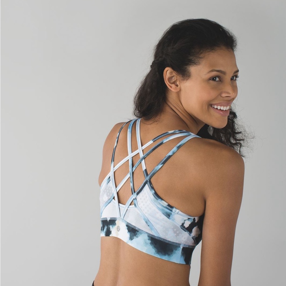 Women’s Lululemon Strap It Like It's Hot Bra Blooming Pixie Aquamarine White 8